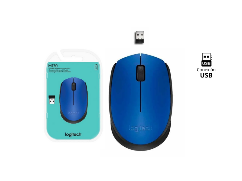 MOUSE LOGITECH OPTICO M170 WIRELESS BLUE (AZUL)